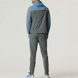 Ensemble de survêtement coupe-vent pour homme, veste et short, personnalisable, 2 pièces, col montant, devant uni, vente en gros - Product Image 3