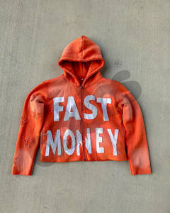 Sweat à capuche à fermeture éclair pour homme avec applique étoile «Fast Money» en détresse Style streetwear unique en plusieurs couleurs - Product Image 3