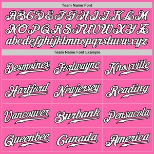 Camiseta de béisbol auténtica blanca y rosa personalizada con rayas blancas y negras - Product Image 5