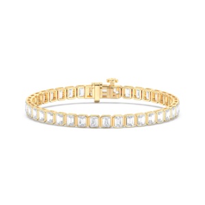 Pulsera de tenis para mujer con forma de bisel de diamante Moissanite de corte esmeralda de 7,56 quilates hecha en plata de ley para ella - Product Image 3