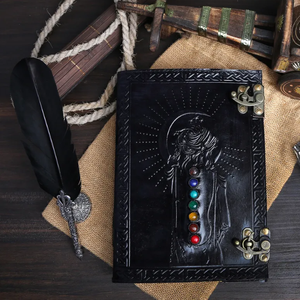 300 trang Tạp Chí da đen bảy đá Thời Trung Cổ dập nổi cuốn Sách Bóng máy tính xách tay Đại Học Nhật ký văn phòng sổ phác thảo 10x7 inch - Product Image 3