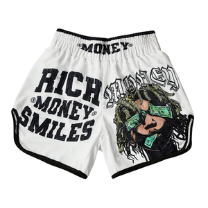 Shorts de Muay Thai en satin personnalisés OEM, durables, pour Jiu-Jitsu, grappling, MMA, avec logo brodé, shorts de combat sublimés - Product Image 1