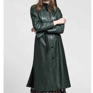 Elegante Abrigo Largo de Cuero Genuino Vintage para Mujer, Impermeable, Reversible, para Invierno, por Standard International - Product Image 3