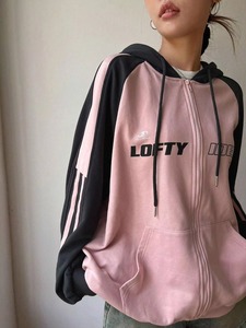 Wholesale Oversize Heavyweight Blank <b>Zip</b> <b>up</b> Spliced <b>Hoodie</b> Custom High Quality 100% Cotton Plus Size Women'S Hoodies - Product Image 5