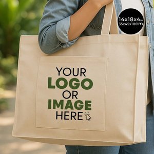 Bolsa de Lona Personalizada de 10 oz con Bolsillo Frontal, Color Sólido, 18 x 14 x 4 (45 x 35 x 10 cm), Fuelle Completo, Cierre Abierto - Product Image 1