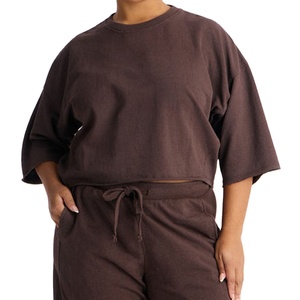 Survêtement unisexe personnalisé en molleton à col rond, haut ample à manches courtes, pull décontracté d'hiver, streetwear, marque privée OEM ODM - Product Image 4