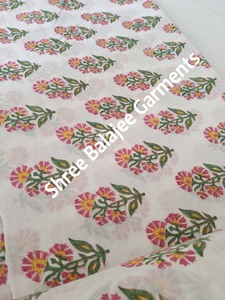 Tela de algodón puro 100%, estampado de bloque de mano Floral indio, hermoso Rosa verde para ropa de mujer y niño para colchones, cortinas - Product Image 2
