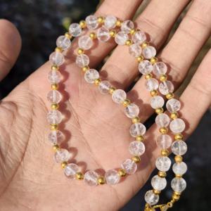 Collar de Cuentas de Cristal Natural Transparente, Collar de Cuarzo Redondo de 6 mm, Joyería de Piedras Preciosas Curativas Minimalistas, Regalo - Product Image 4