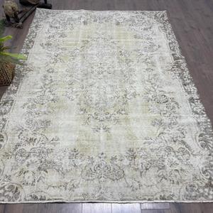 Grand tapis vintage 6,1x8,6 pieds, tapis turc en laine gris à pois - Product Image 1