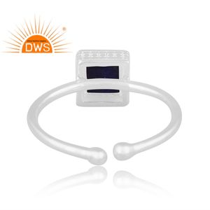 Latest Trending Fine Sterling Silver Natural Lapis Lazuli Gemstone <b>Adjustable</b> <b>Ring</b> Custom Jewelry For Women Gift For Her - Product Image 4