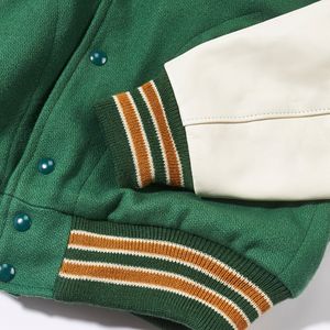 Veste universitaire en laine personnalisée AKA avec manches en cuir véritable, veste de baseball pour hommes et femmes, logos brodés - Product Image 4