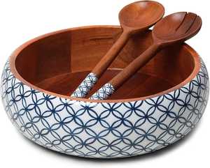 Tazón de madera de diseño moderno, utensilios de cocina multiusos, tazón de comida para ensaladas y frutas, tazón para servir - Product Image 1