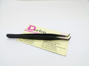 Pinzas para pestañas con punta de fibra de Plasma negra 90 Pinzas para extensión de pestañas con volumen de bota rusa Pinzas para pestañas sostenibles de etiqueta privada - Product Image 4