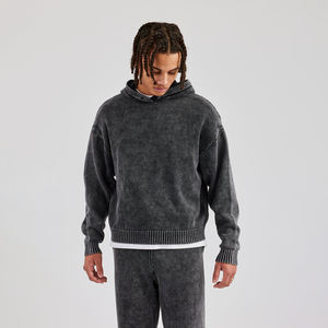 Sudadera con Capucha para Hombre, Invierno 2026, Estilo Desgastado, Color Sólido, Mangas Regulares, 100% Algodón, Ako - Product Image 1