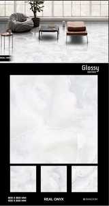 Azulejos de porcelana para suelo y pared con aspecto de mármol de Color oscuro moderno 80x80 brillo brillante 8/10mm de espesor para sala de estar - Product Image 5