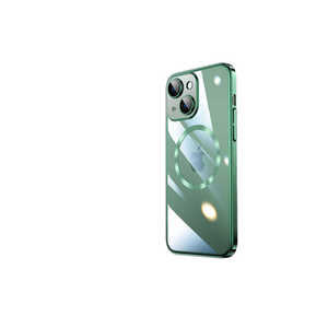 Coque de protection rigide Netzy vert foncé style Ins compatible MagSafe pour iPhone 14 Plus avec support de charge sans fil et finition givrée - Product Image 1