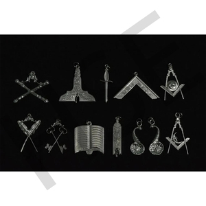 Masonic Blue Lodge Collar Oficial Joyas-Set de 12 en Plata - Product Image 1