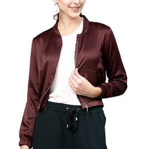 Best Selling Women's Satin Bomber <b>Jacket</b> <b>with</b> Quality Nylon <b>Lining</b> Solid Color; Best Quality Men's Bomber <b>Jacket</b> <b>With</b> OEM - Product Image 1