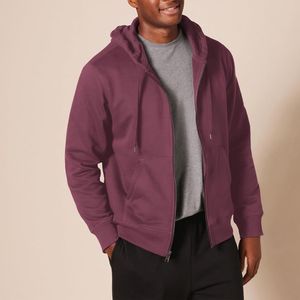 Sudadera con Capucha de Algodón Morado con Logotipo Personalizado para Hombre y Mujer, Sudadera Informal Holgada con Cremallera y Cuello Redondo para Otoño - Product Image 3