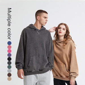 เสื้อสเวตเตอร์ผูกไทด์สีเทาสีขาวสำหรับผู้ชายเสื้อมีฮู้ดย้อมสีโอเวอร์ไซซ์โอเวอร์ไซส์สำหรับฤดูใบไม้ร่วง - Product Image 1