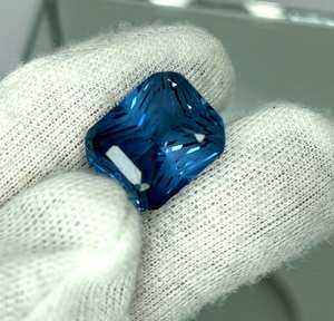 20กะรัต100% ธรรมชาติลอนดอนสีฟ้าบุษราคัมรูปแปดเหลี่ยมหินที่มีความแม่นยำตัดประกายอัญมณีหลวมราคาขายส่งอัญมณี - Product Image 1