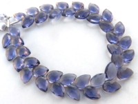 Perles de grenat facettées en verre hydrofuge naturel bleu de haute qualité, 10x7mm, brin de 7,5 pouces, pierres précieuses en vrac percées en diagonale