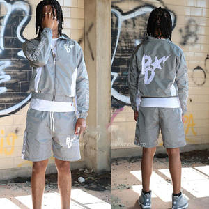 Custom Windbreaker Jacket and <b>Shorts</b> Set Lightweight Joggers Screen Print <b>Zip</b> up Jacket Nylon <b>Shorts</b> Sweatsuit - Product Image 2