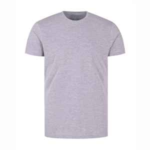 Conjunto de pijama de camiseta lisa gris Conjunto de salón de punto de algodón 100% Ropa de dormir de media manga suave y transpirable con camiseta y pantalones de cuello redondo - Product Image 2