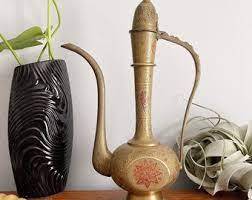 Aftaba de latón Vintage hecho a mano con grabado árabe, vasos de estilo indio sostenibles, tazas Dallah de capacidad de 200ml/300ml/600ml - Product Image 2