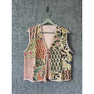 Veste kimono matelassée en coton faite à la main, ouverte sur le devant, style bohème, à porter comme vêtement d'extérieur - Product Image 1