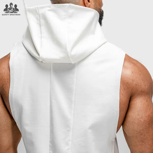 Men Sleeveless Solid Winter <b>Workout</b> <b>Hoodies</b> | 100% Cotton Gym Training Hoodie Vest | Private Label OEM Factory Wholesale - Product Image 6