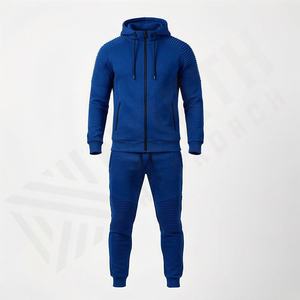 Ensemble de survêtement d'hiver pour homme, coupe classique, coton, jogging, extérieur, à capuche, couleur unie, imprimé personnalisé, streetwear, tenue en gros - Product Image 1