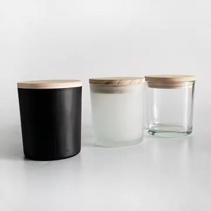 H.M.A Handicrafts White Candle <b>Jar</b> <b>with</b> <b>Wooden</b> <b>Lid</b> and Gold Interior Refillable Container for Bulk Use and Home Decor - Product Image 4