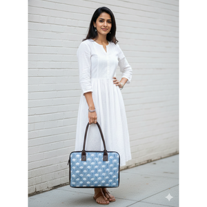 Bolso Tote Grande para Portátil con Estampado Jaipuri, Impermeable, con Cierre de Cremallera, para el Trabajo - Product Image 1