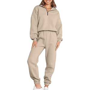 Chándal estampado con capucha nuevo de alta calidad, trajes sólidos para mujer, conjunto cálido de lana, moda Otoño Invierno de gran tamaño - Product Image 1