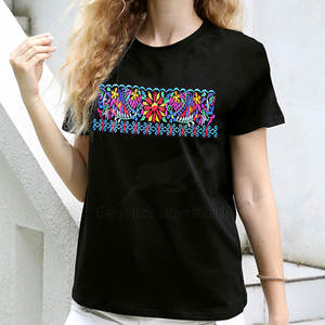 Camisetas de Algodón de Alta Calidad para Mujer, Bordadas, Cómodas, para el Trabajo, Uso Diario de Verano, Secado Rápido, Transpirables, Personalizables - Product Image 2