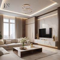 Meuble TV de luxe en mélamine sans peinture, sur mesure, avec rangement, pour salon d'appartement moderne