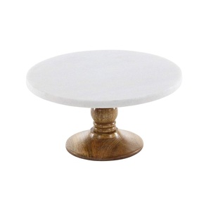 Diseño elegante Decoración de la boda Mesa de comedor Soporte de pastel de sudor con tapa de madera y mármol Soporte de pastel de madera en el precio más bajo - Product Image 6