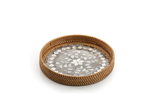 Plateau de service en nacre blanche pour hôtel Plateaux en rotin tissés à la main pour les cadeaux de l'Aïd Ramadan Nouveaux plateaux de service - Product Image 5