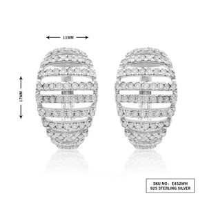 Pendientes de aro para mujer de plata de ley con diamantes blancos naturales de corte redondo de 1,10 quilates, regalo de boda - Product Image 2