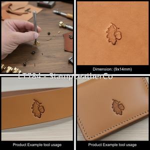 LT784 Sello de cuero Hoja de roble Diseño de bellota 9x14mm (5/14 \ "X 5/9 \") Artesanía de cuero fino - Product Image 1