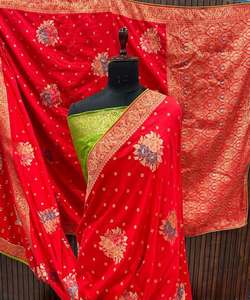 Saree inspiré de la soie avec un design en filet pour les femmes - Product Image 4