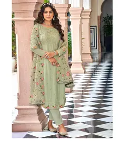 Latest fashion Ladies Shalwar Kameez suits embroidered organza Dupatta Trouser Unstitched formal Salwar Kameez Suit