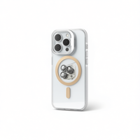 Pour S23 Ultra : Coque transparente en TPU+PC avec support magnétique et protection d'appareil photo