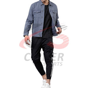 แจ็กเก็ตผ้ายีนส์ผ้าฝ้ายทอลายทแยงแจ็กเก็ตซักได้ซิปด้านหน้าออกแบบได้ตามต้องการล่าสุด - Product Image 1