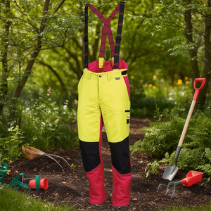 Comfort Size 48 Forestry Protective <b>Trousers</b> Neon Yellow/Red <b>Garden</b> Gloves & Gear - Product Image 3