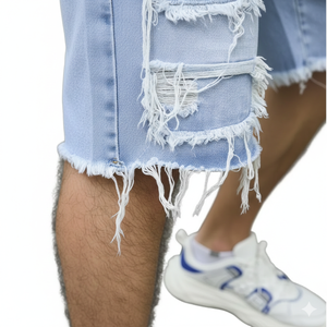 Factory Made OEM Service Distressed Fashion Street Wear Hip Hop Men Summer Fashion Boards <b>Shorts</b> Mid Waist Cotton <b>Denim</b> <b>Shorts</b> - Product Image 5