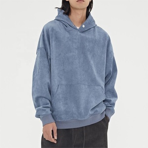 OEM Custom Logo 320gsm Plain <b>Pullover</b> Hoodies Oversized Drop Shoulder Blank Best Quality French Terry <b>Men's</b> Hoodies - Product Image 3