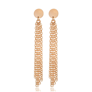 Pendientes Largos con Diseño Redondo Simple en Forma de Cadena, Hechos a Mano en Turquía, Chapados en Oro, Aniversario, Plata de Ley 925 - Product Image 6