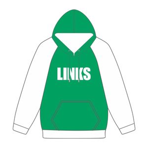 Felpa con cappuccio verde con maniche Raglan bianche nera civica e professionale per organizzazione di abbigliamento personalizzato - Product Image 2